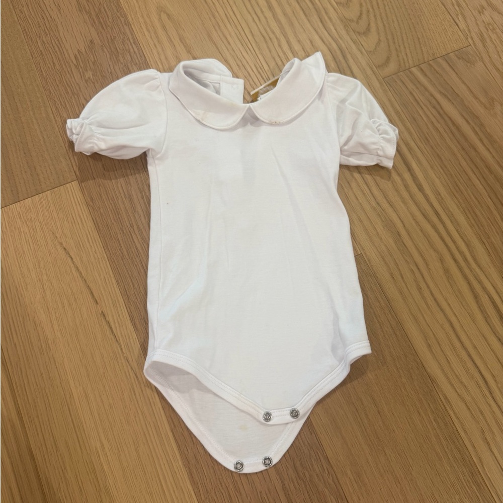 The Beaufort Bonnet Company White Peter Pan Collar Baby One-Piece
